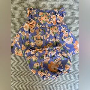 Janie and Jack Lavender and Peach Floral Romper